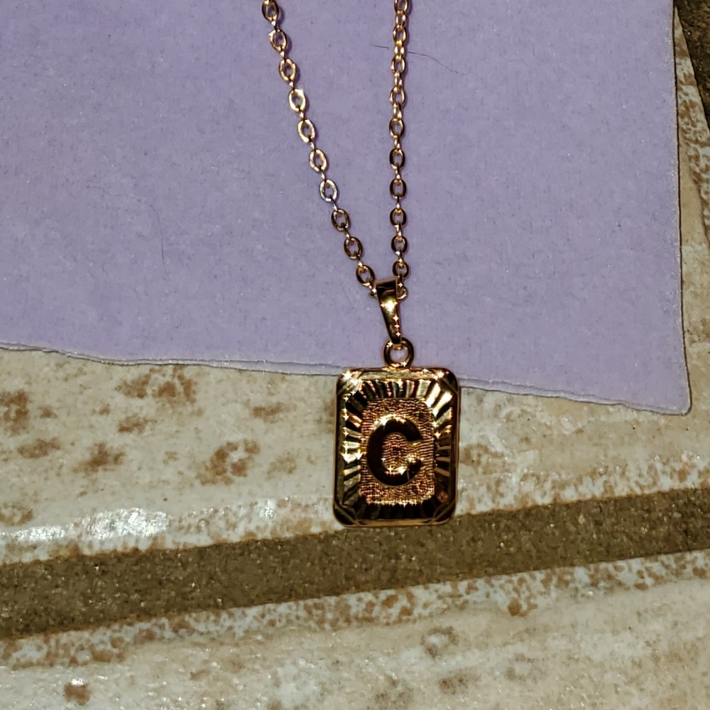 Initial Card necklace letter C